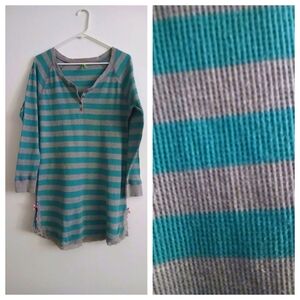 Striped Teal and Gray Long Sleeve Sz Xl Honeydew Nightgown Pj Shirt